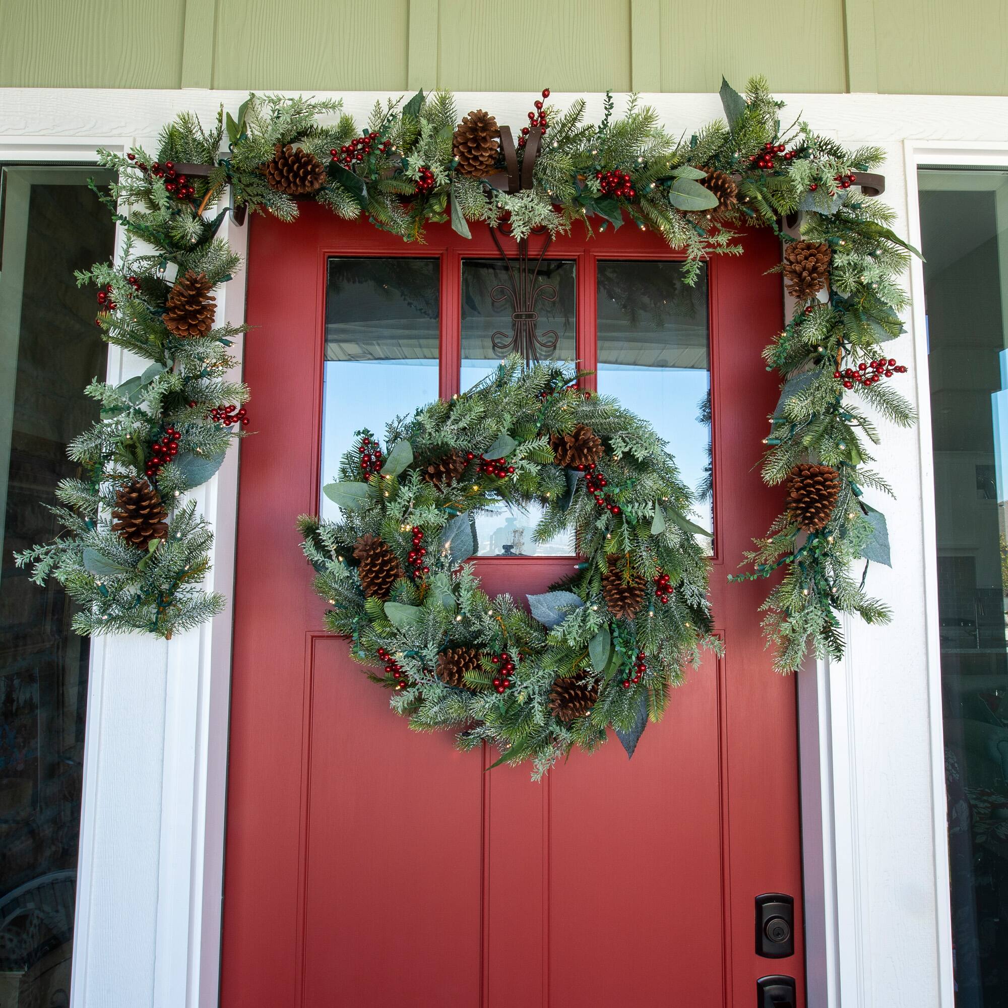 Village Lighting 9ft. Pre-Lit LED Winter Frost Christmas Garland